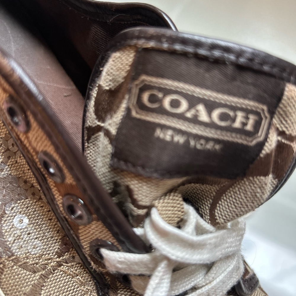 Coach Women's Tan and Brown Patterned Sneakers - Picture 5 of 8
